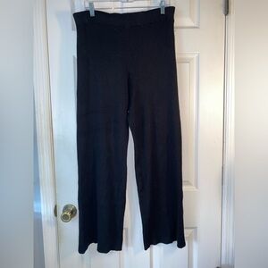 Pink Rose Black Wide-Leg Pants